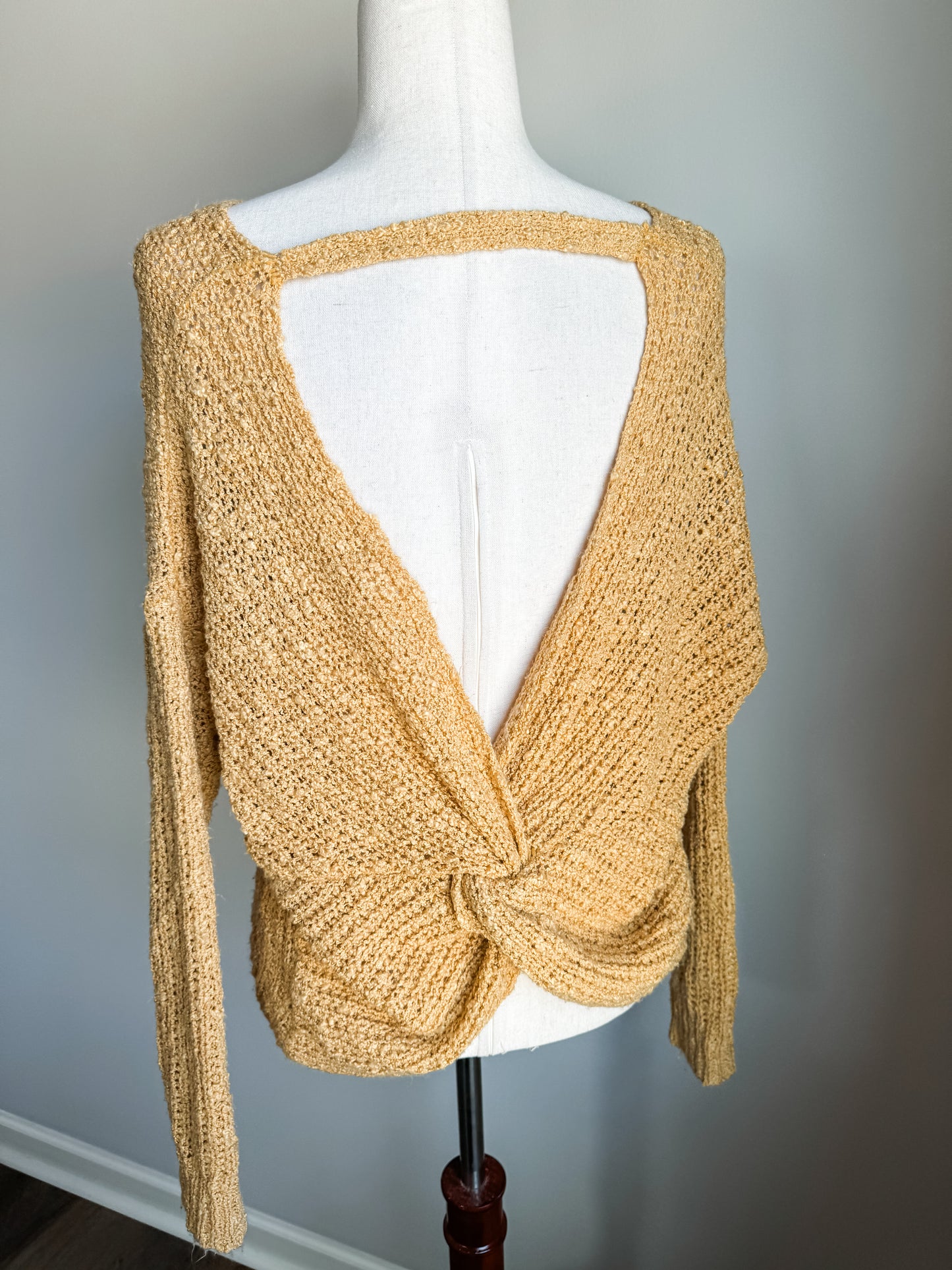 Yellow Open Twist Back Sweater M/L