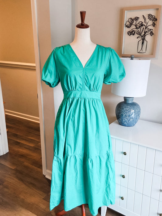 Green Cotton Midi/Maxi Dress S