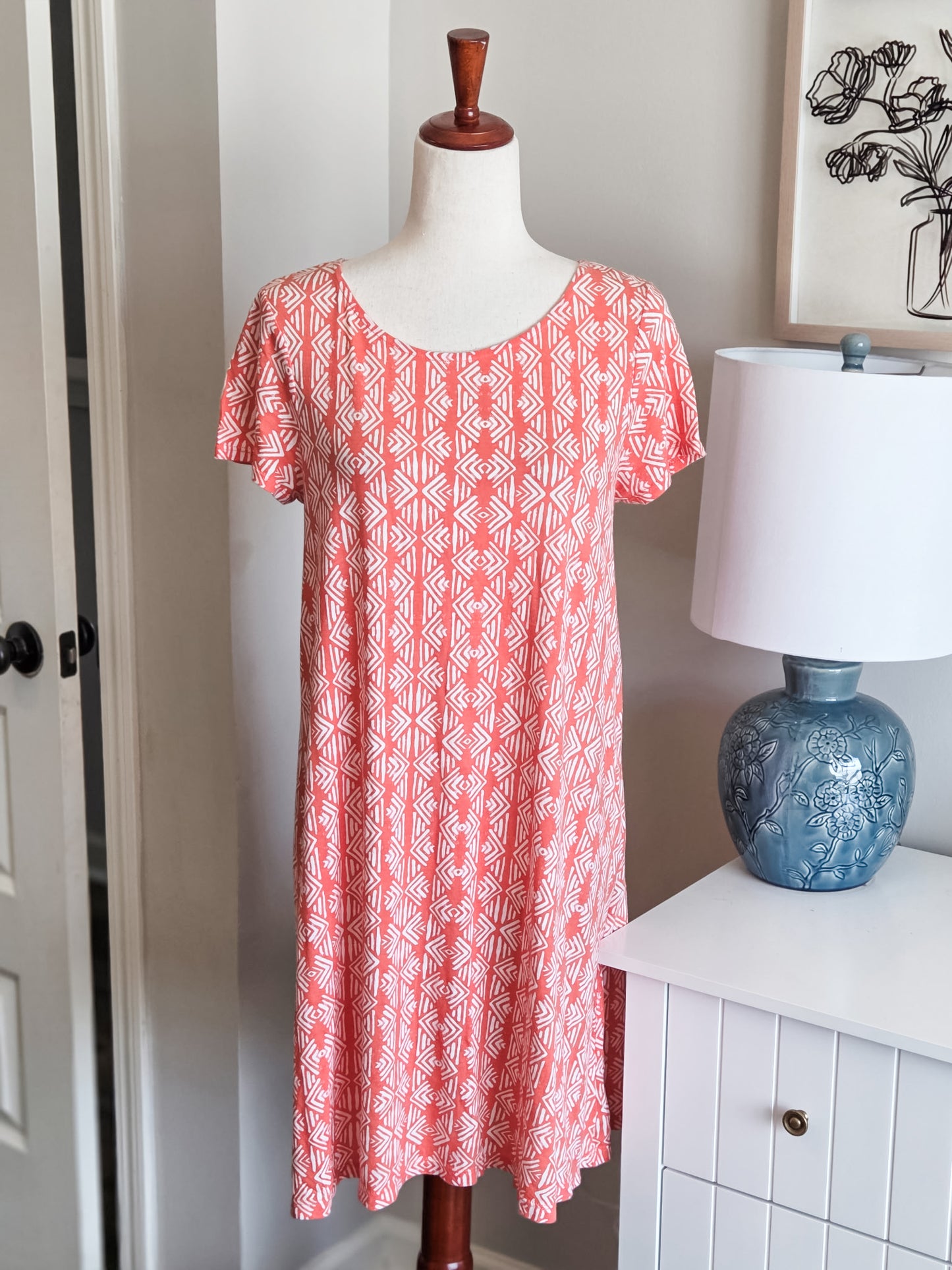Coral Print Dress S