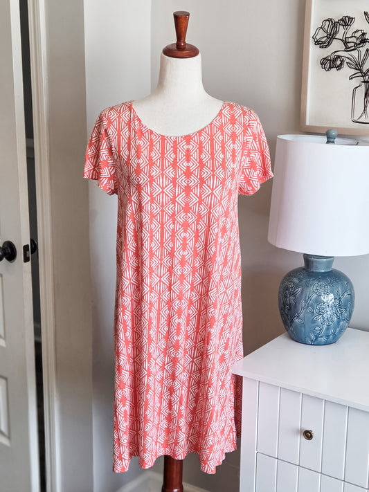 Coral Print Dress S