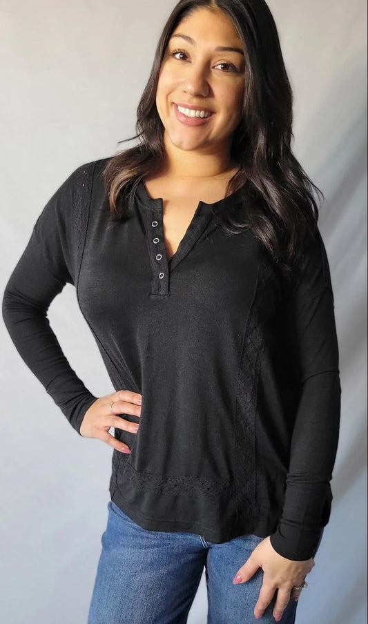 NEW Black Lace Trim Top