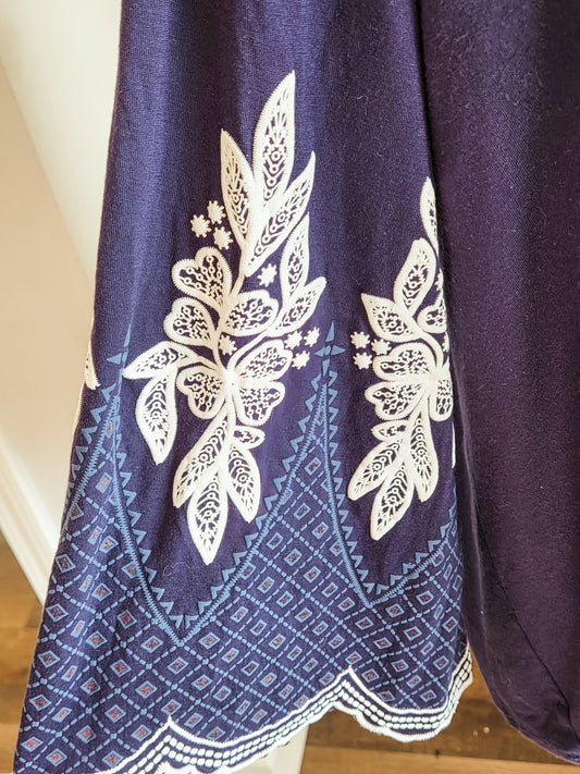 Navy White Cardigan L