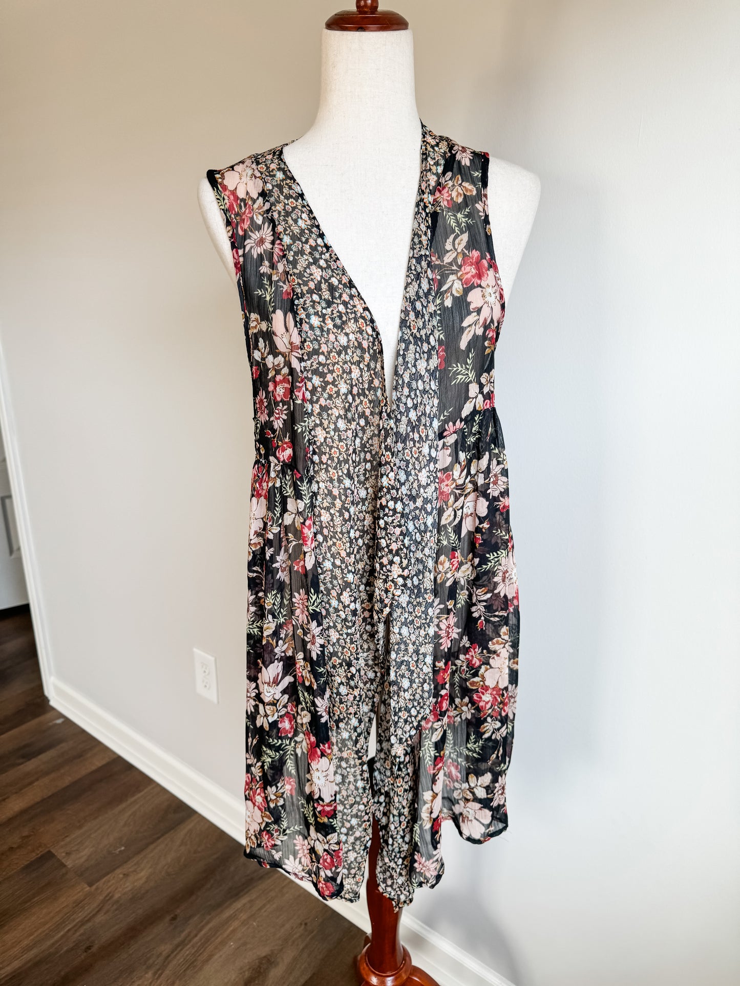 Black Floral Vest S/M