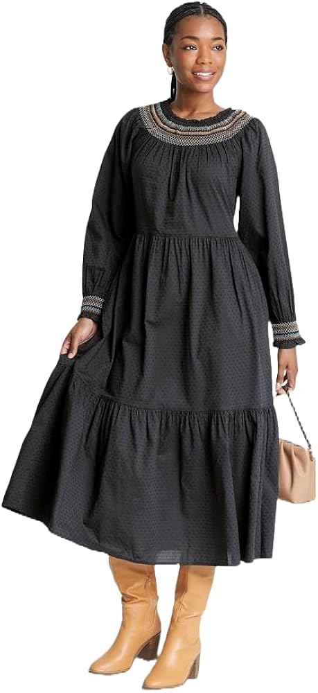 Black Embroidered Dress S