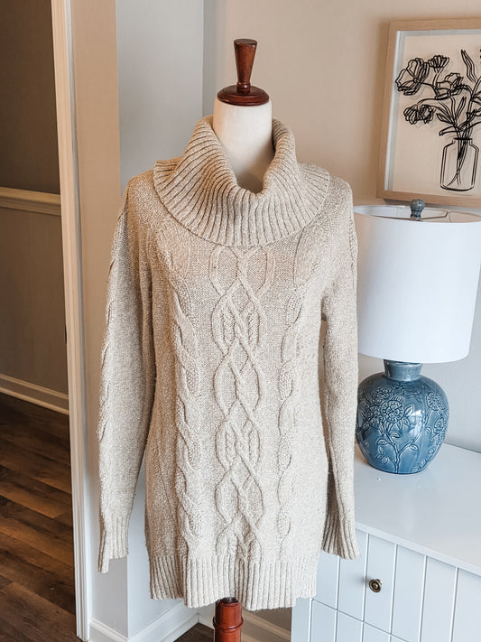 Tan Cowl Neck Sweater M