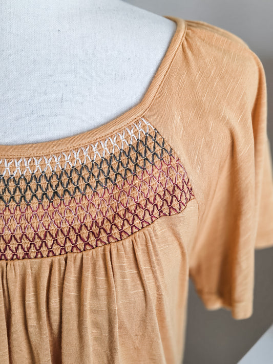 NWT Yellow Embroidered Top M