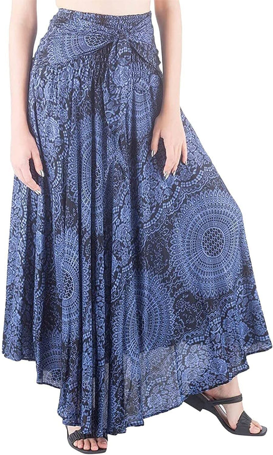 Blue Black Print Skirt OS