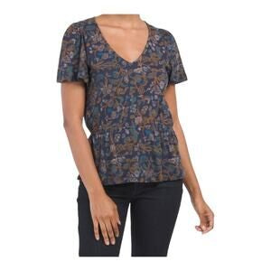 Navy Print Top M