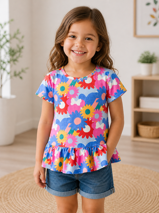 Multi Color Floral Top 4T