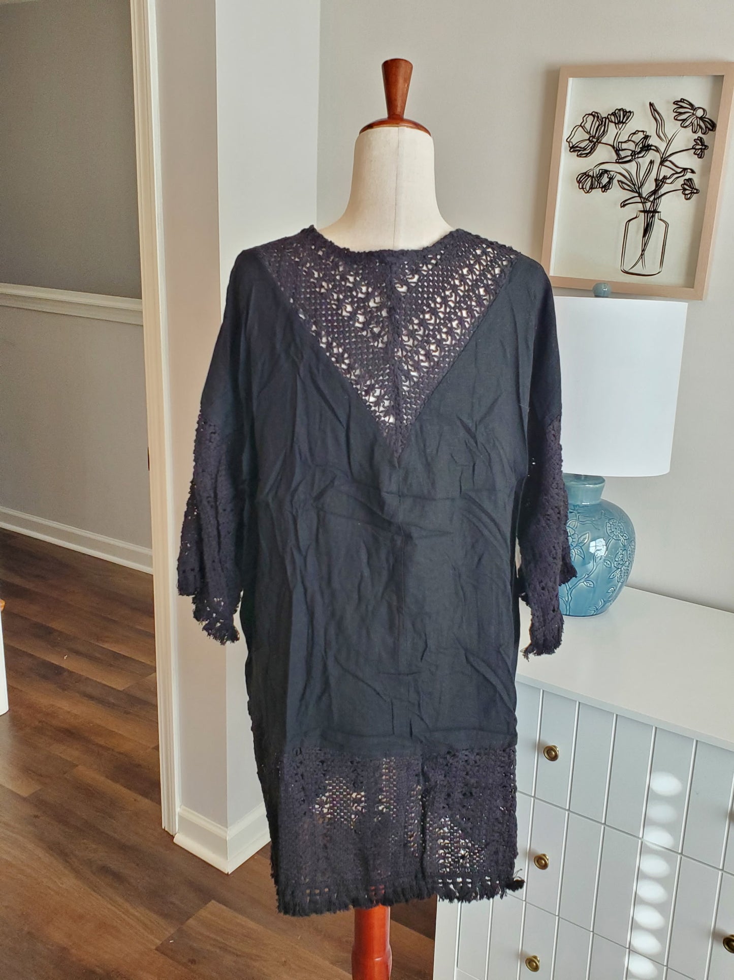 NEW Linen/Cotton Kimono Cardigan :: Oatmeal+Black