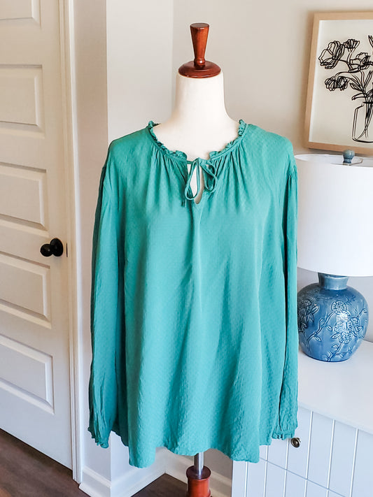 Green Textured Top 2X