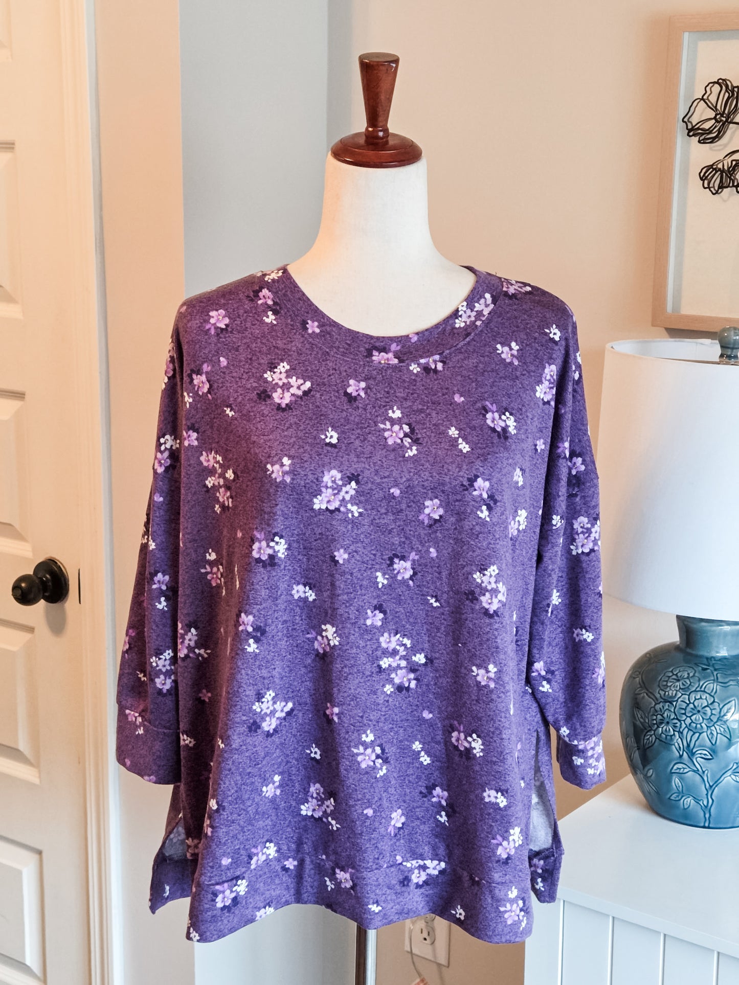 Purple Floral Lounge Top M