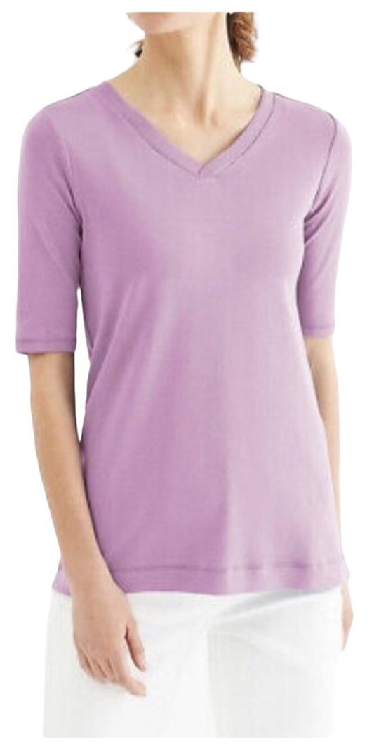 Purple V Neck Cotton Tee M