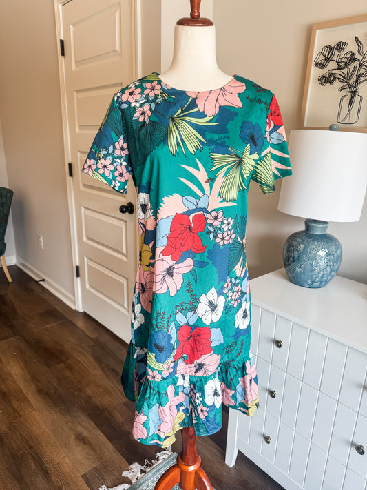 Green Floral Dress S/M