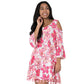 Pink Floral Cold Shoulder Dress M