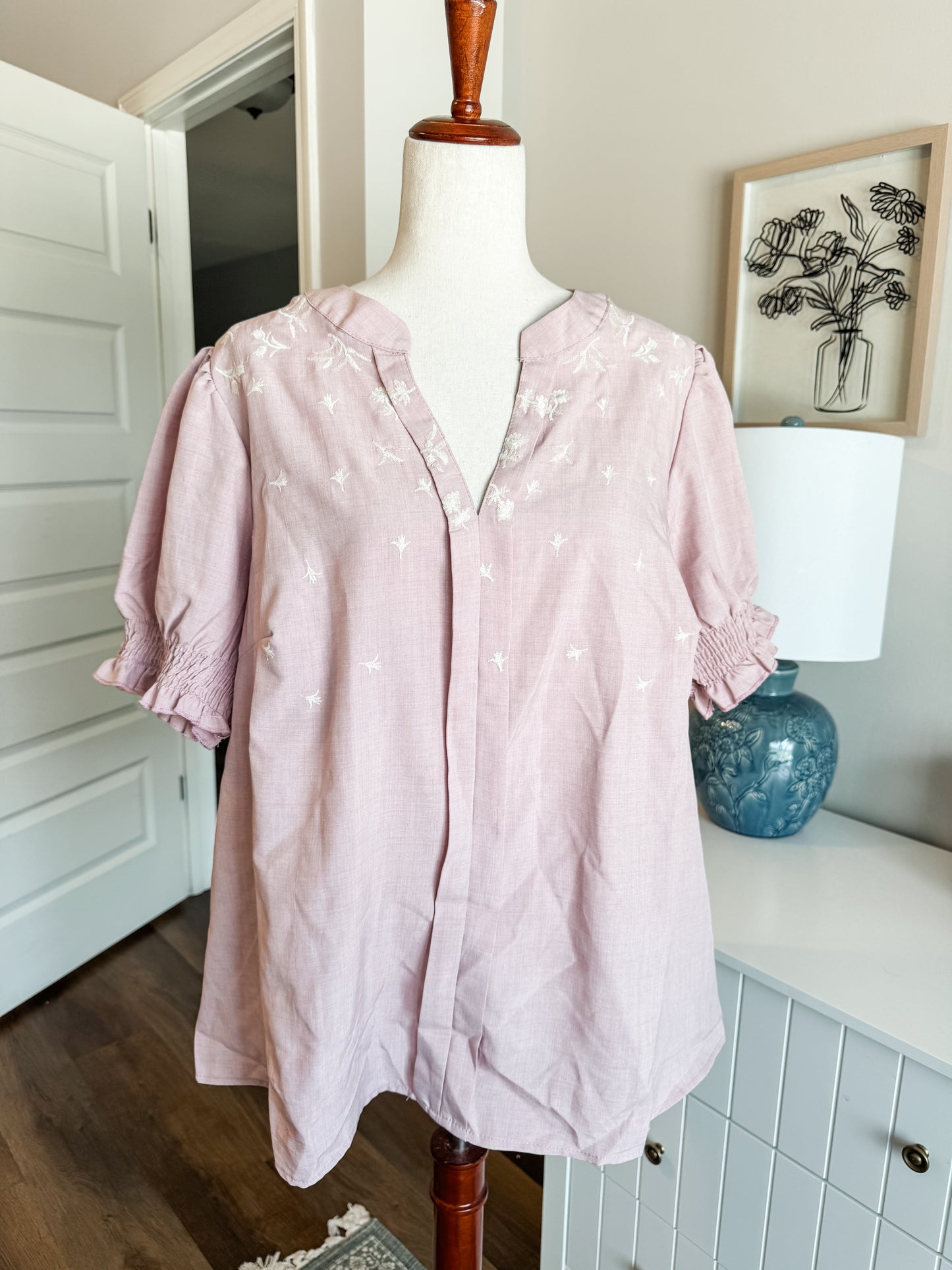 Mauve Embroidered Top XL/1X