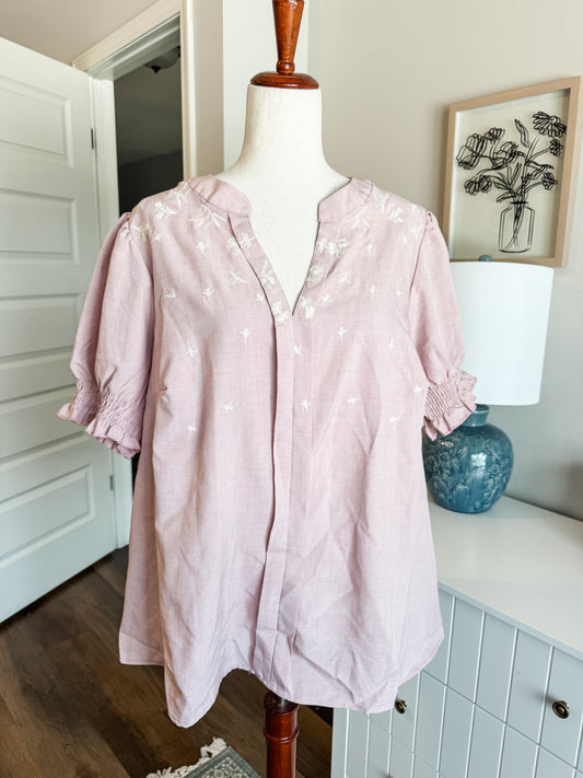 Mauve Embroidered Top XL/1X