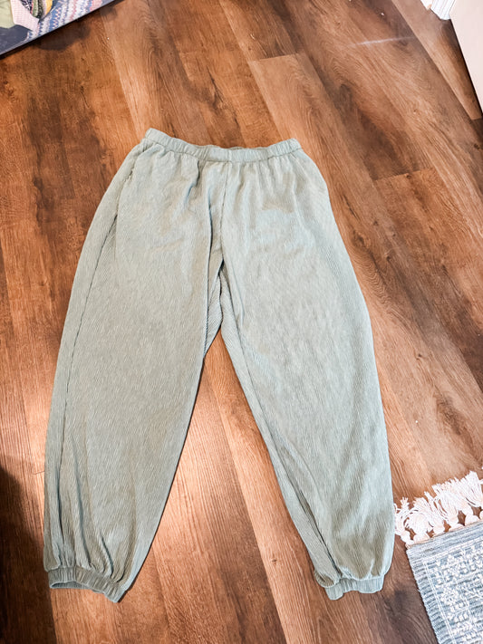 Green Textured Joggers M