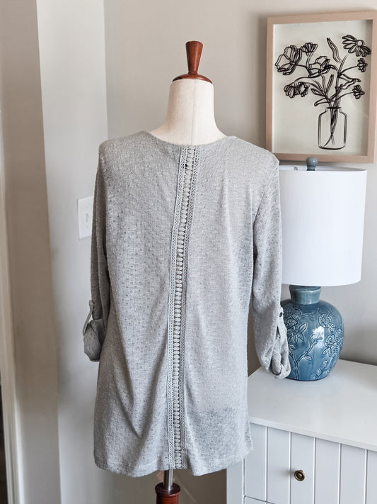 Gray Cardigan with Pretty Trim L