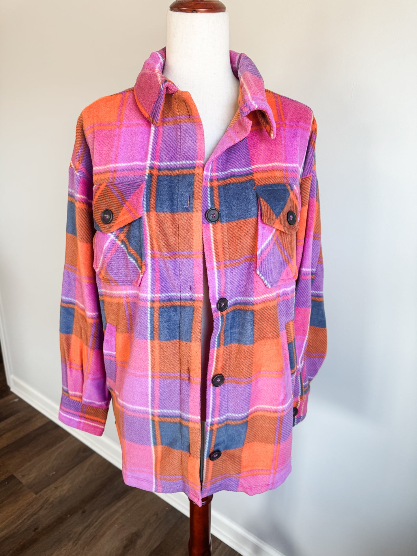 Magenta Orange Plaid Jacket M