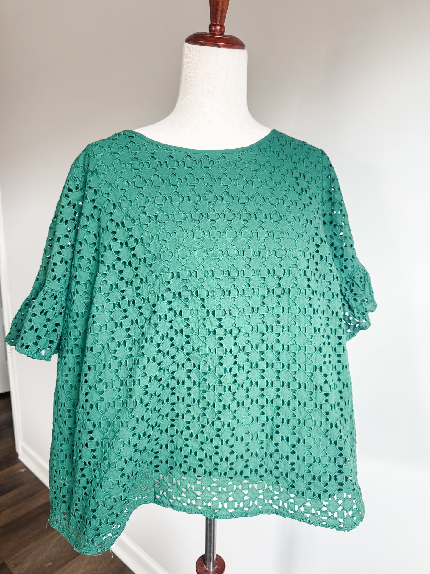 Green Eyelet Top 24