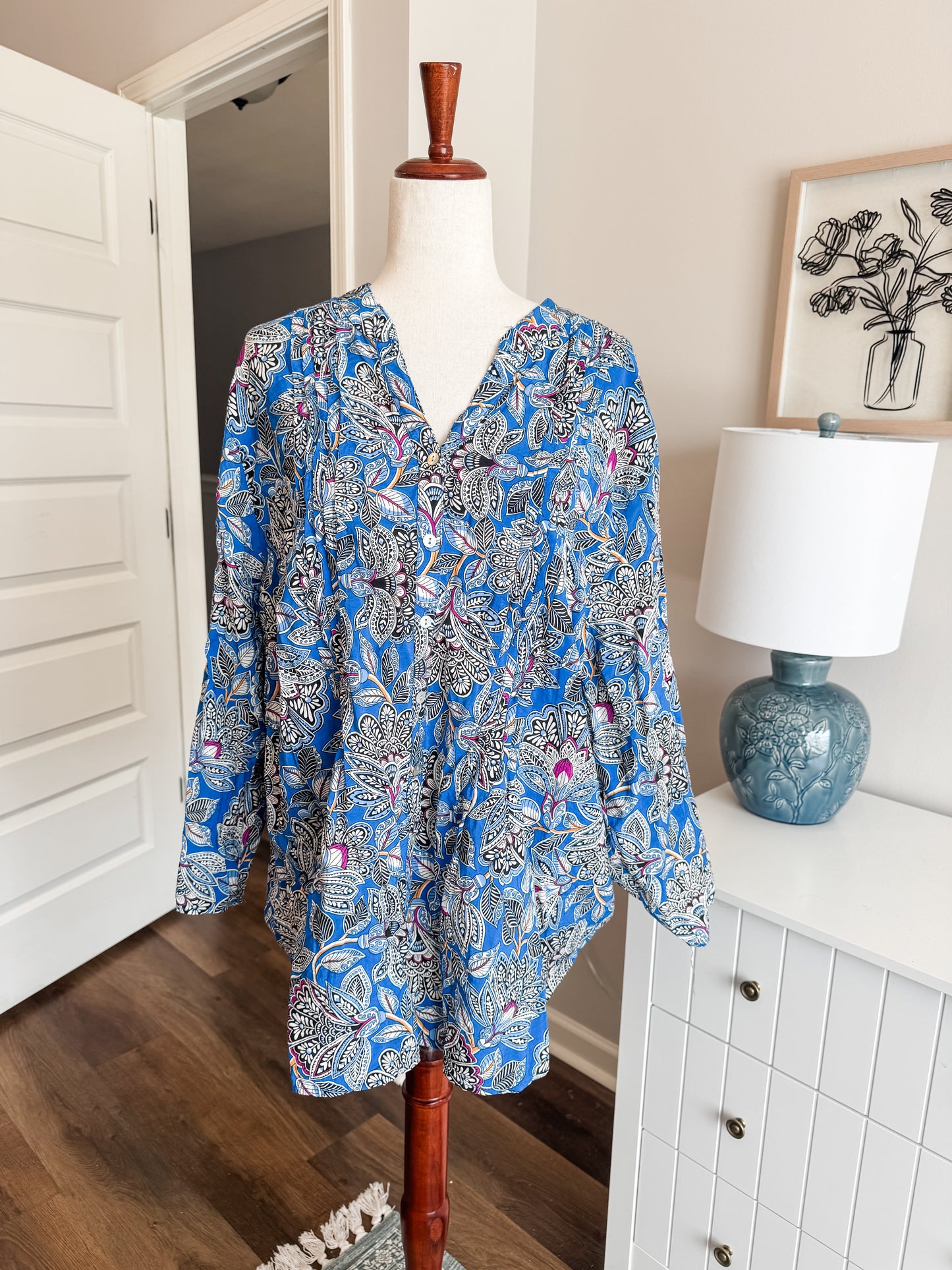 Blue Print Button Up 3X