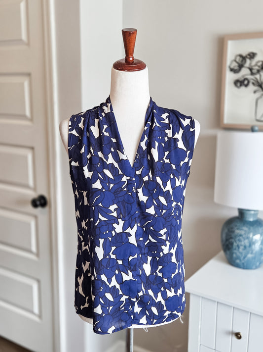 Navy Black Cream Floral Tank 4P