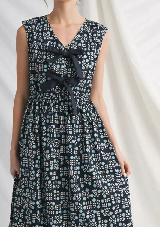 NEW Navy Floral Bow Dress