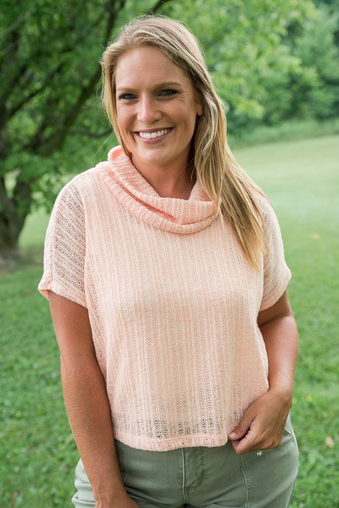 Peach Cowl Neck Top 1X