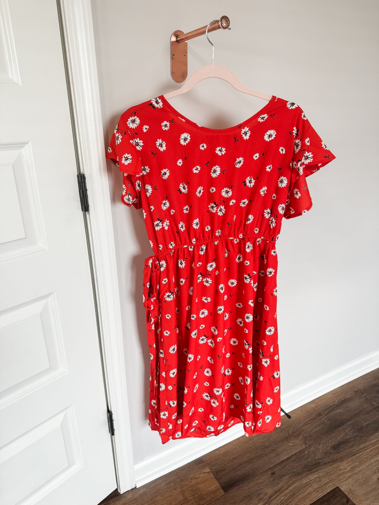 Reddish Orange Floral Dress