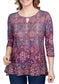 Pink Blue Orange Print Top 3X