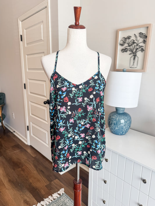 Black Floral Tank S