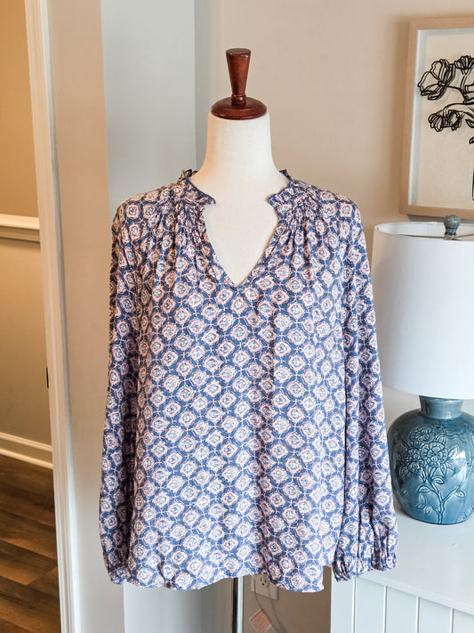 Blue Pink Print Top PL