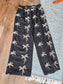 Black Tan Embroidered Pants L