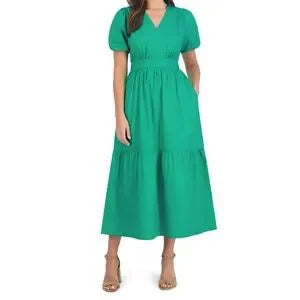 Green Cotton Midi/Maxi Dress S