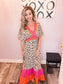 Animal Print Pink Orange Maxi Dress S/M