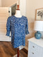 Navy White Print Top L