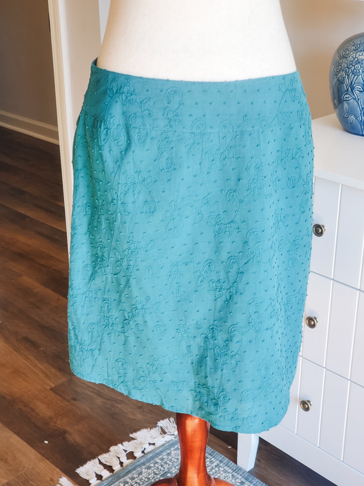 NWT Teal Embroidered Skirt PL