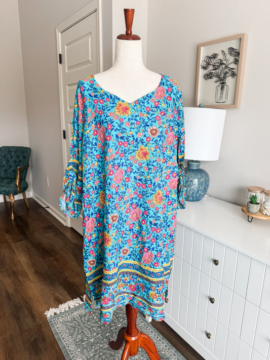 NWT Turquoise Floral Dress XXL