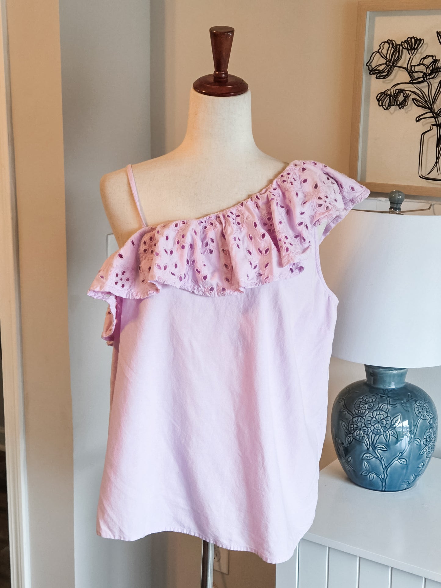 Purple One Shoulder Eyelet Top L