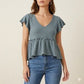 Dusty Green Waffle Knit Top S