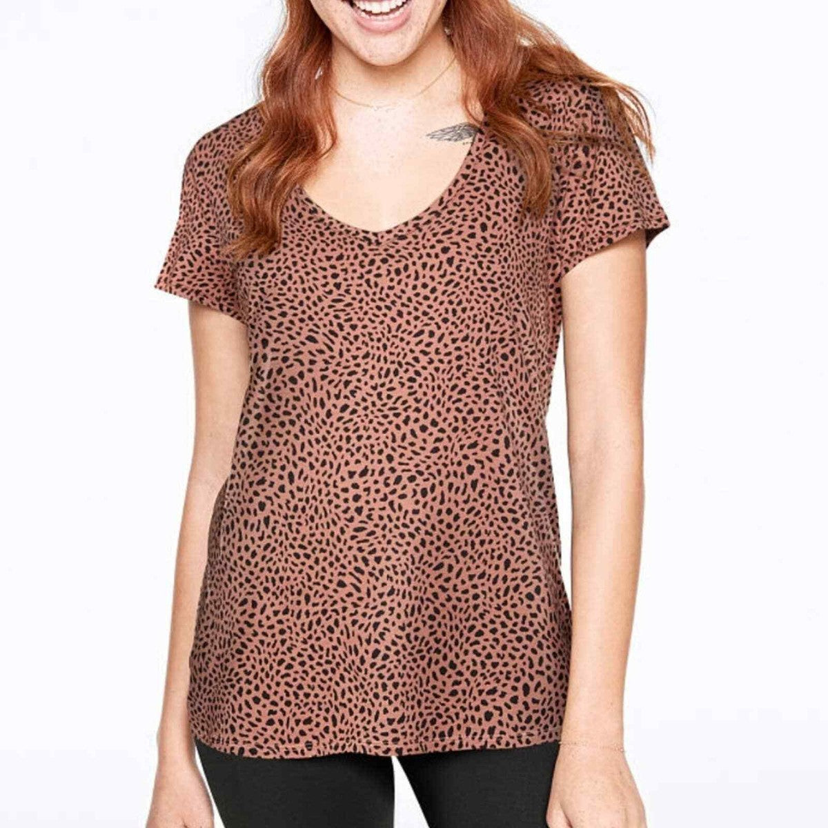 Pink Black Animal Print Tee M