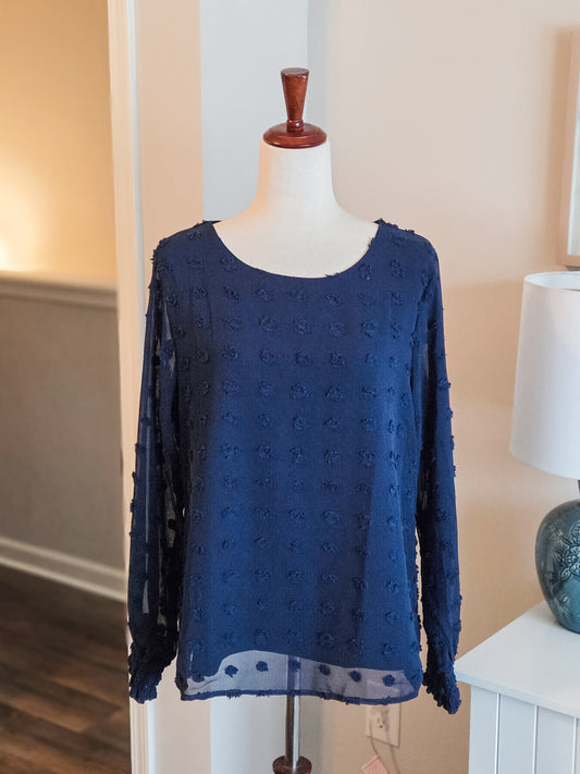 Navy Textured Top L