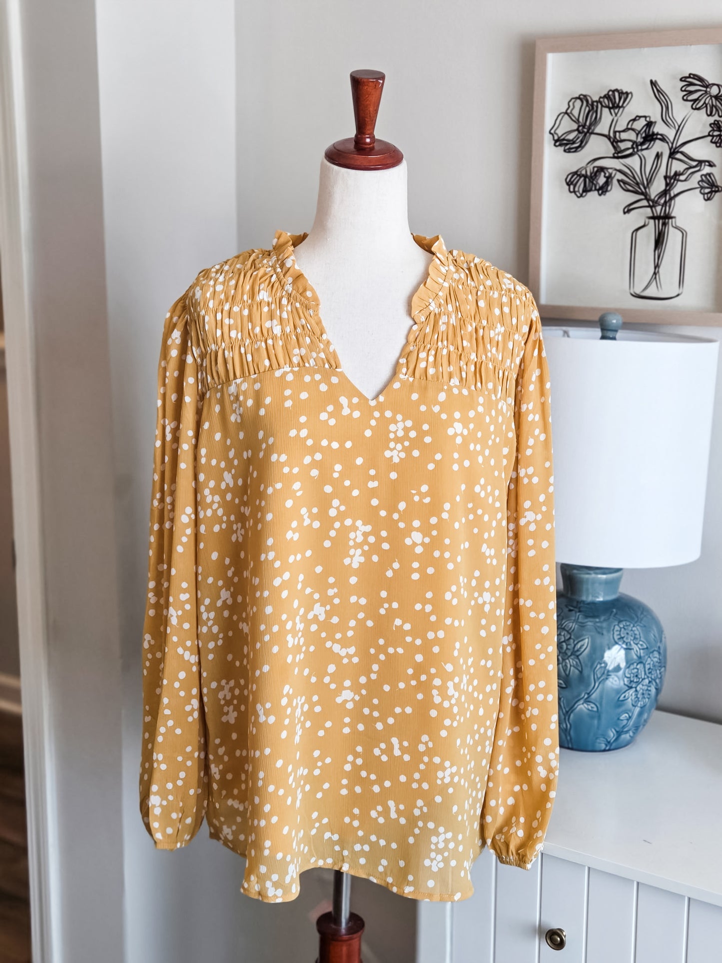 Mustard Print Blouse XL