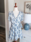 Blue Green Cream Floral Dress XS/S