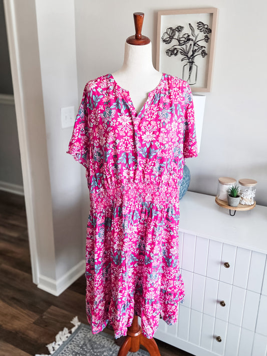 Pink Floral Dress 3X