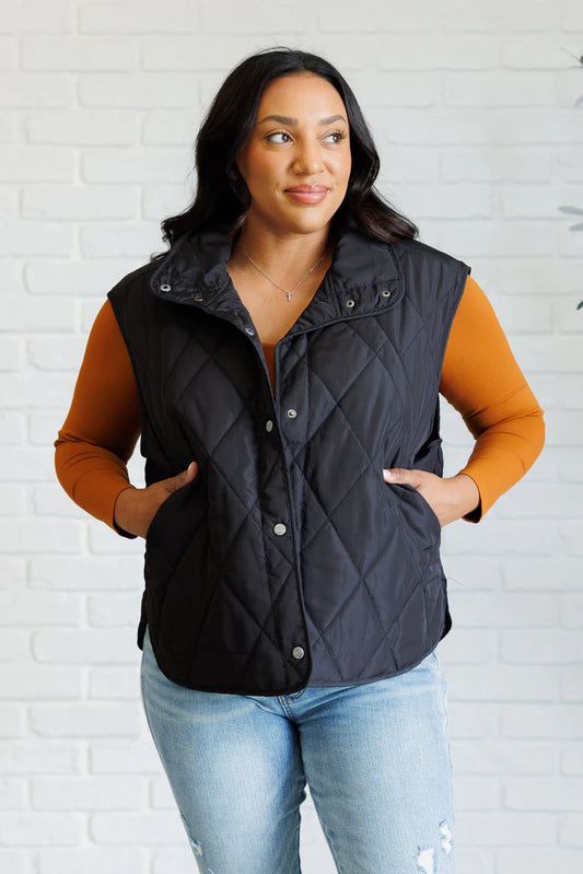 NEW Black Quilted Vest 1X