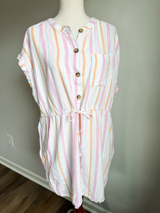 Striped Dress with Buttons XL