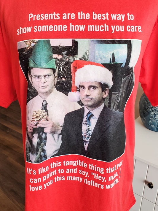 NWT Red Office Christmas Tee L