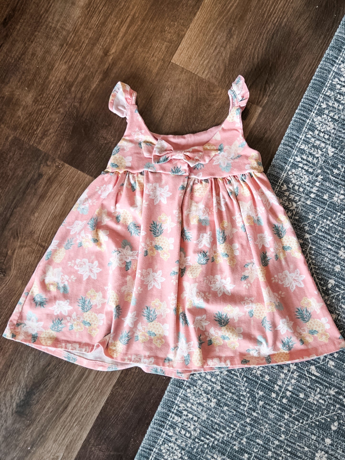 Peach Pineapple Print Dress 2T